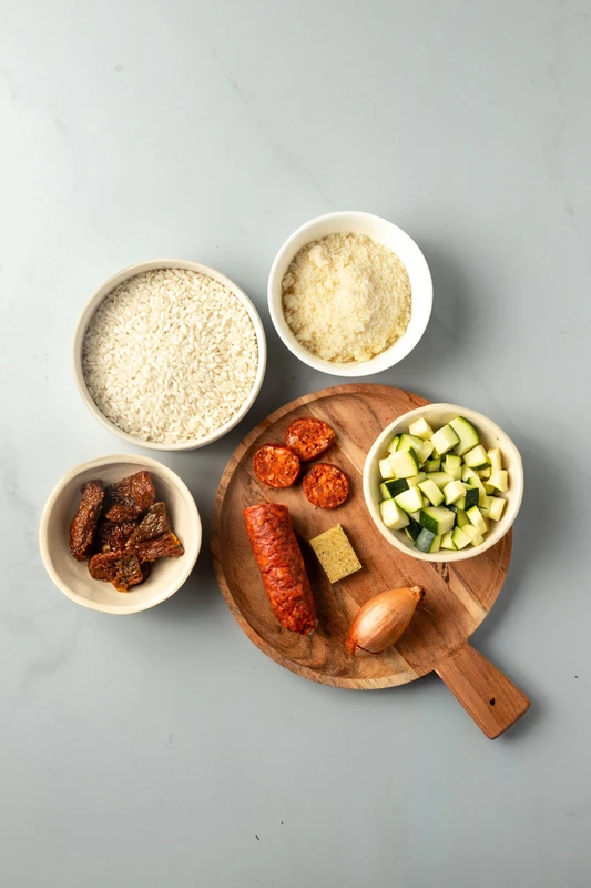 Risotto chorizo et courgettes