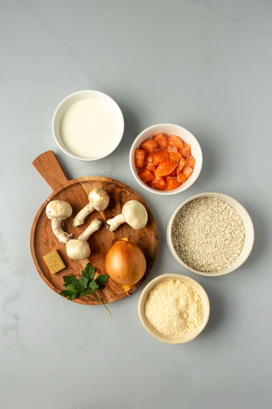 Risotto saumon champignons