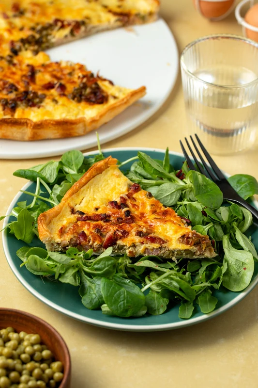 Quiche lardons et petits pois
