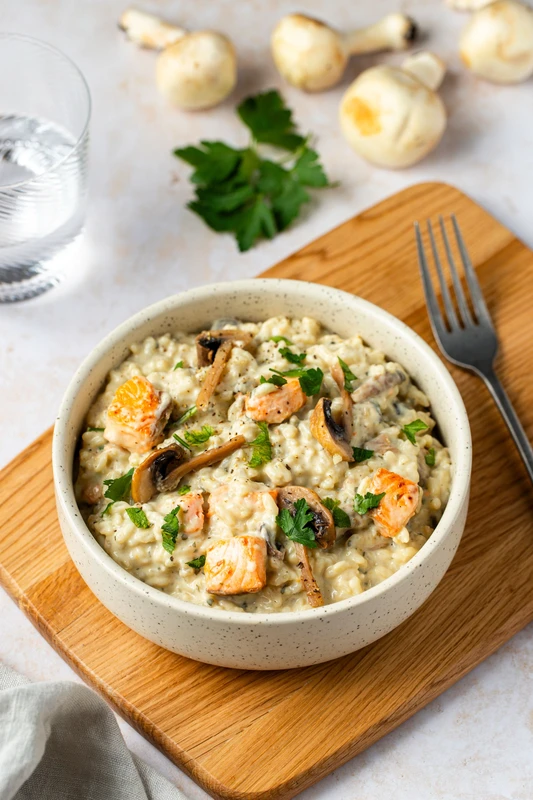 Risotto saumon champignons