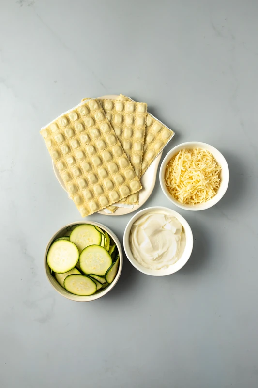 Gratin de ravioles aux courgettes et comté