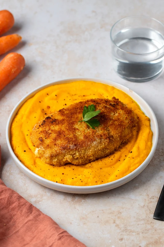 Cordon bleu fait maison et purée de carottes