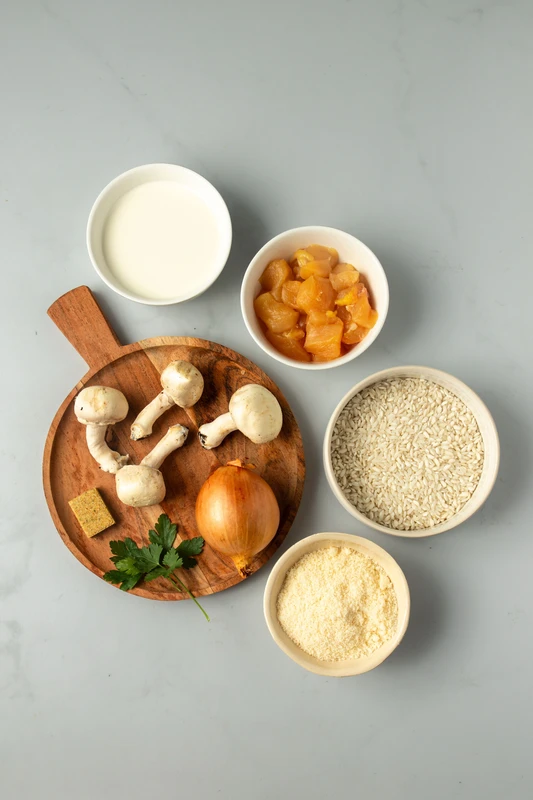 Risotto poulet champignons
