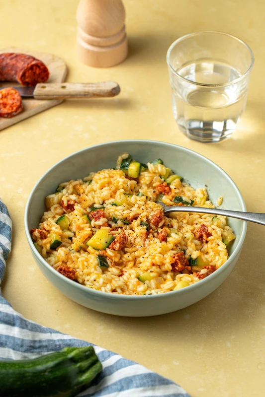 Risotto chorizo et courgettes