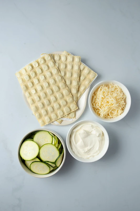 Gratin de ravioles aux courgettes et comté